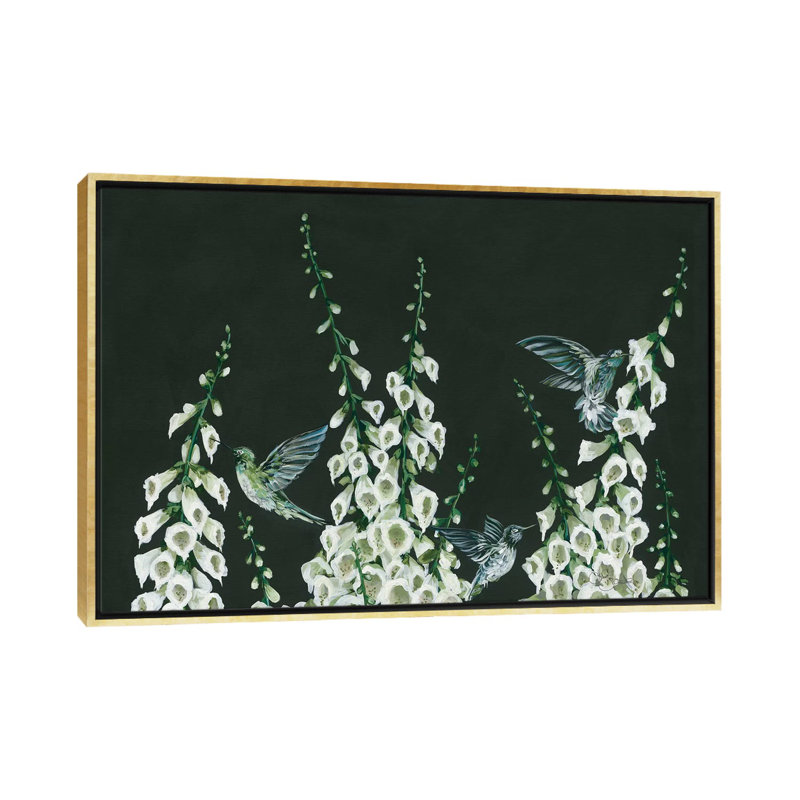 Colibris par Hollihocks, reproduction d'art, Toile avec cadre or, Aucun mat, H 32 po x l 48 po x 1,5 po
