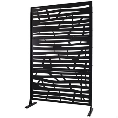 Outdoor & Indoor Privacy Screen Metal Privacy Screen 76" H×48" W, Freestanding Decorative Privacy Screen by KAQCVIN