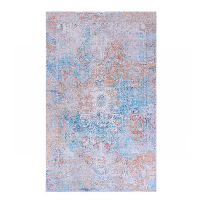 Tapis de salon, tapis lavable, à poils courts, antidérapant, antidérapant, pliable, adapté aux enfants et aux animaux de compagnie - Tapis de salon, de chambre à coucher, de cuisine (jaune / crème)