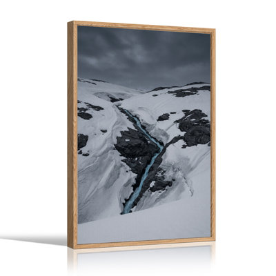 Snowy Mountain Stream with Blue Water Canvas Wall Art
