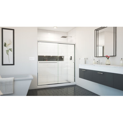Ese 62" W x 70.38" H Semi-Frameless Shower Door