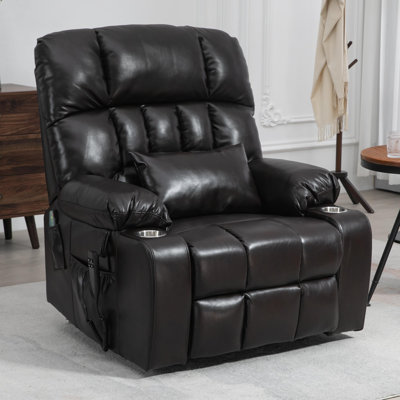Fauteuil inclinable électrique à double moteur extra large de 101 cm (39,8 po) avec massage et chauffage, coussin lombaire