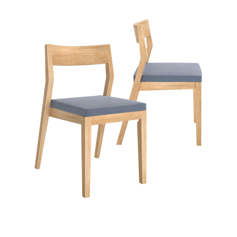Structure de chaise de salle à manger (paquet de 2) avec coussin graphite, Blonde