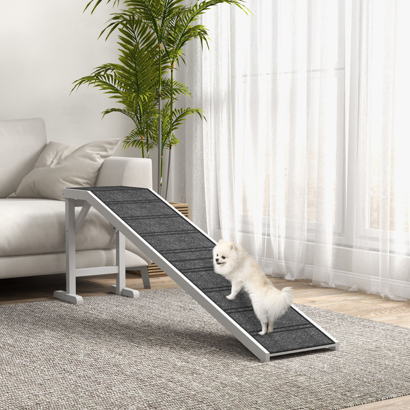 Rampe pour animaux de compagnie Jalissa, Blanc / Gris, H 25 po x l 74 po x P 16 po
