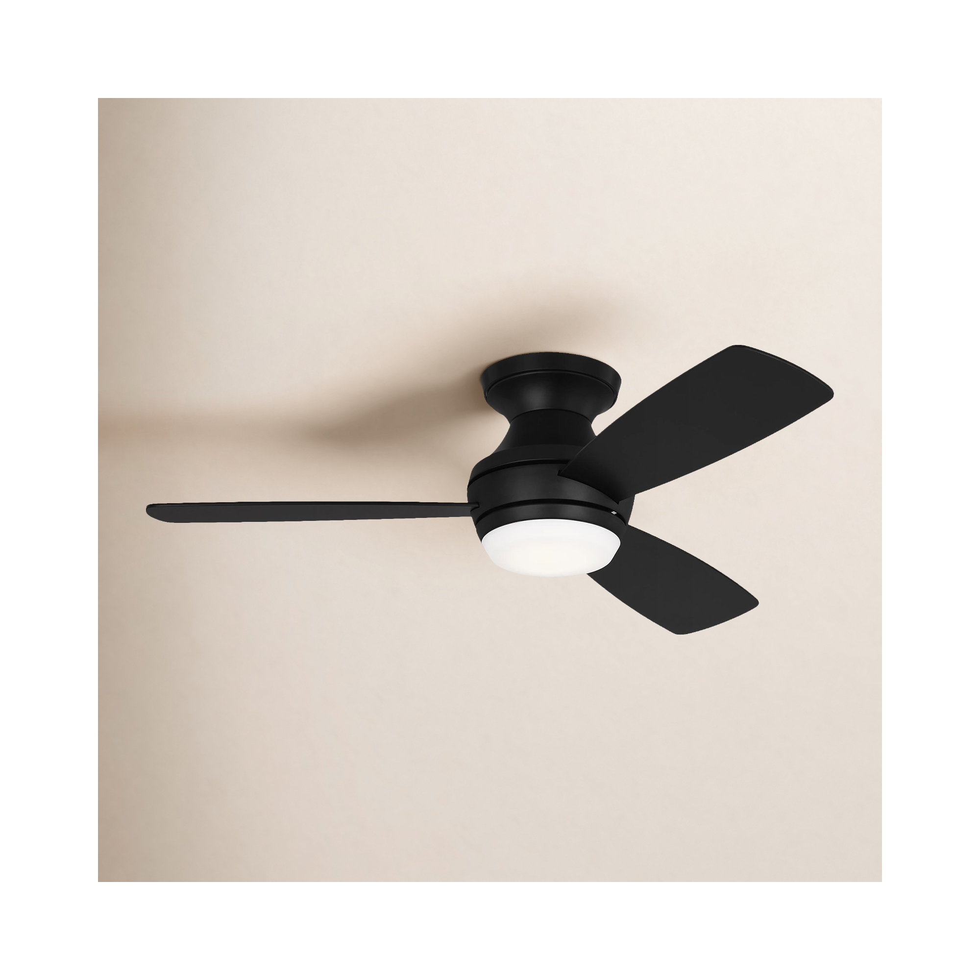 Rivers 3 Blade Ceiling Fan with LED Light Kit, 44", Midnight Black with Black/Walnut Blades