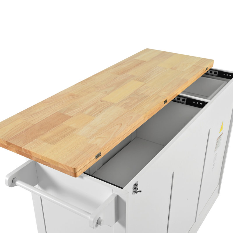 Chariot de rangement de luxe avec porte-serviettes - Comptoir pliable et options pour îlot de cuisine blanc