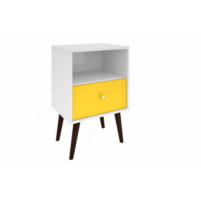 Table de chevet blanche et jaune