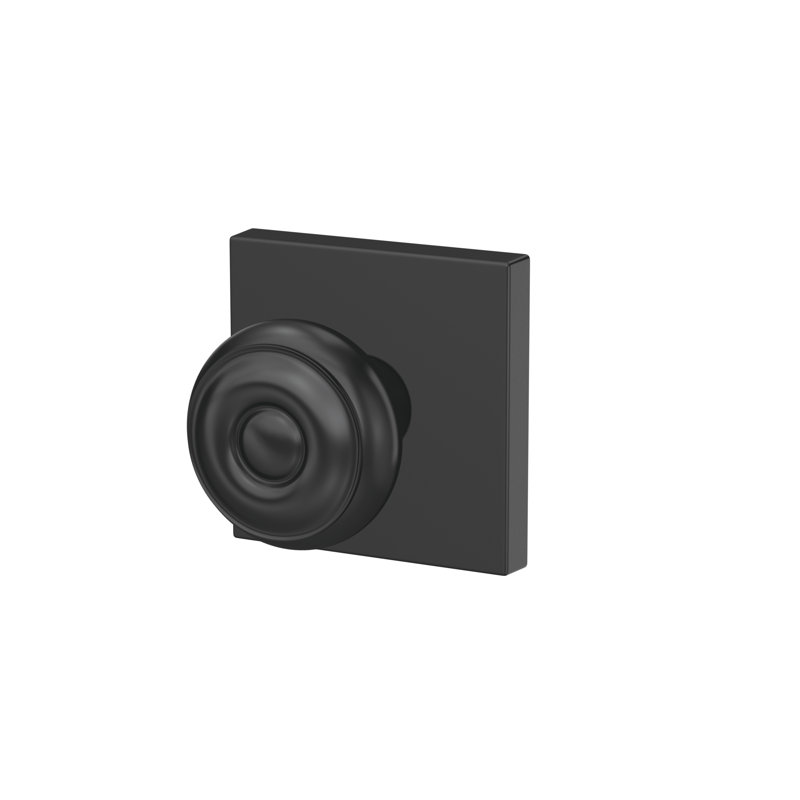 Georgian Hall-Closet and Bed-Bath Knob with Collins Trim, Matte Black