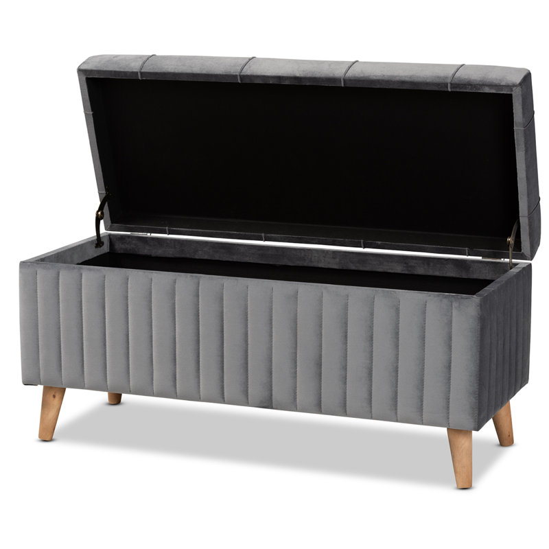 Velvet Ottoman, Gray Velvet