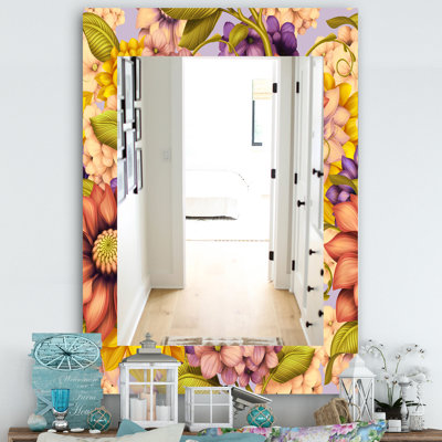 Miroir mural à fleurs et sauvages rétro