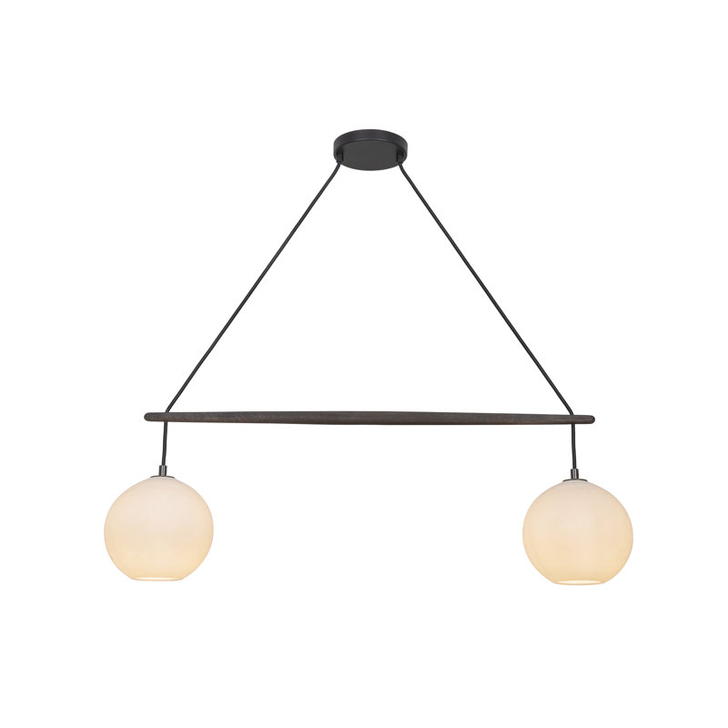 Miro 2 - Light Chandelier, Black , Dark Stained Walnut, White