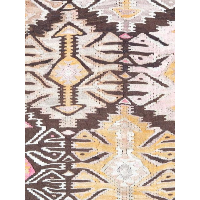 Tapis beige / brun en laine / coton oriental fait à la main 3 pi 11 po x 7 pi 11 po