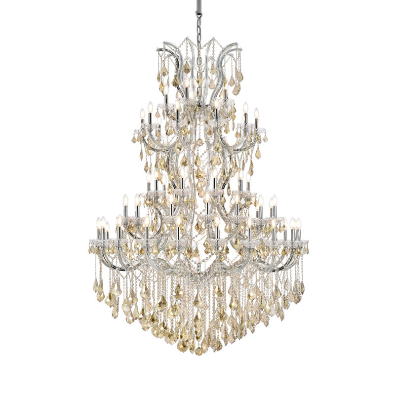 Stockard 61 - Light Chandelier, Chrome / Golden Teak (Smoky) / Royal Cut