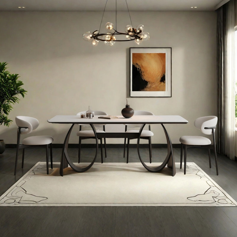 Table de salle à manger de style français de petite taille, H 29,53 po x L 70,87 po x l 31,5 po