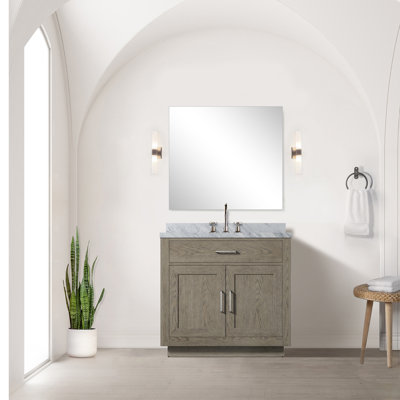 36 po X P 22 po Ensemble de meuble-lavabo simple D avec comptoir en marbre de Carrare et robinet