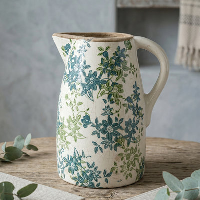 7.9X5.9X9.4" Floral Pitcher Vase