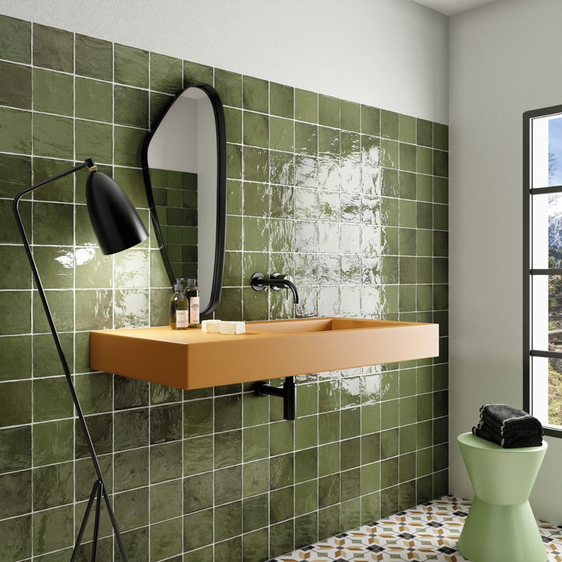 Carreau de céramique 5 x 5 Artisanal, Vert
