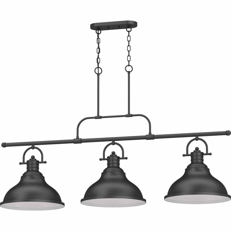 Luminaire suspendu linéaire à 3 lumières pour îlot de cuisine à DEL en forme de cloche avec bols en forme de cloche