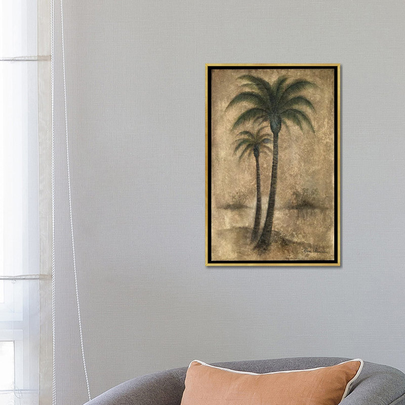 «Whispering Palm I» par Ruane Manning - reproduction d'art, Toile encadrée d'or, Aucun mat, H 26 po x l 18 po x 1,5 po