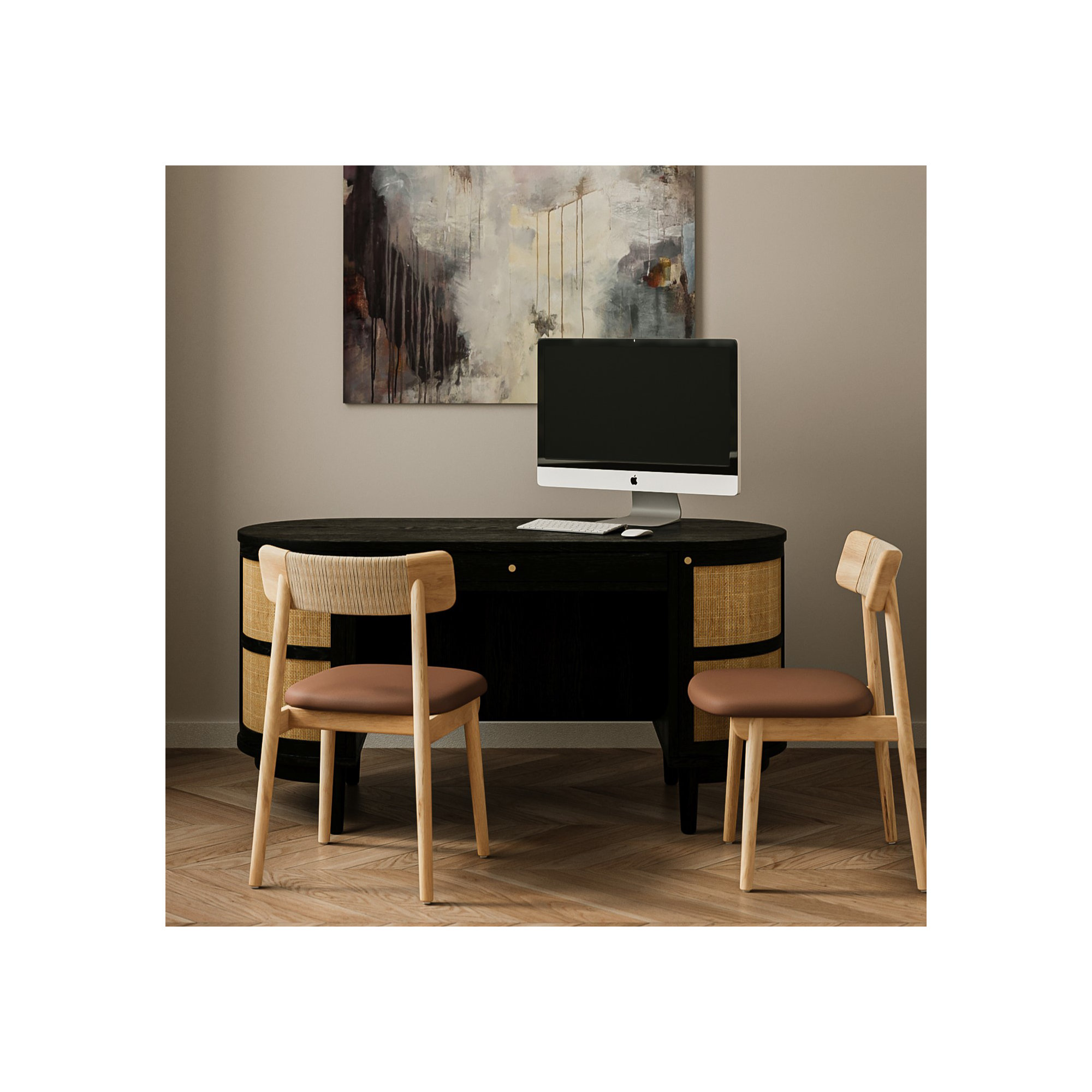 Sakina Leather Dining Chair, Brown, Natural