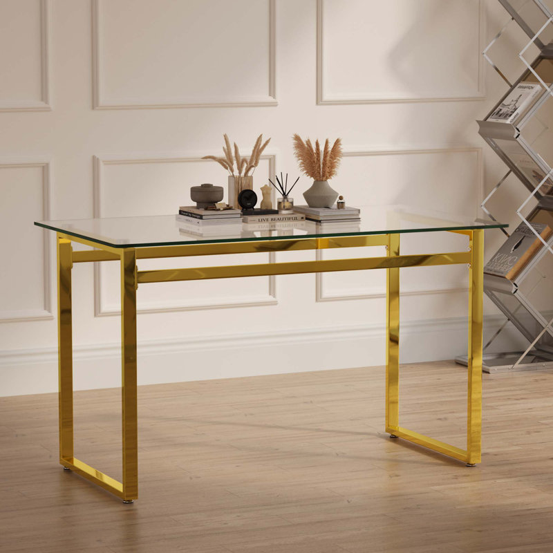 Table de salle à manger 51 "en verre rectangulaire pour 4 à 6 personnes (table seulement)