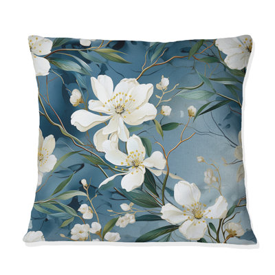 Motif de marbre blanc et bleu Magnolias