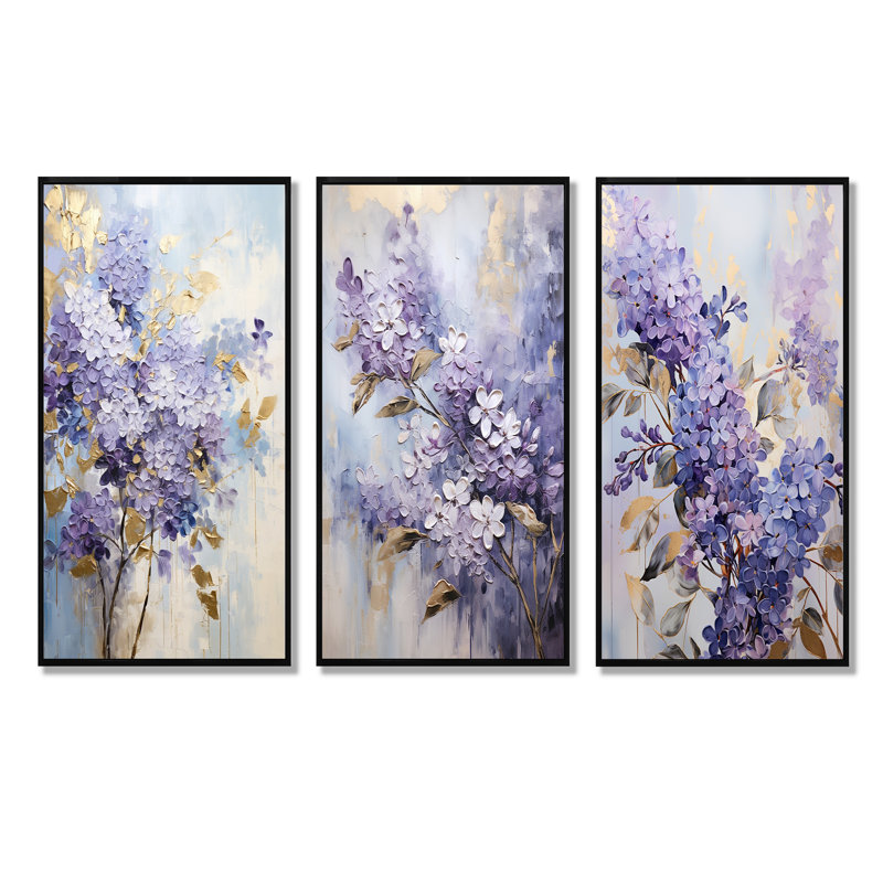 Ensemble de salon mauve et lilas pastel lilas - lilas, Cadre flottant noir, H 28 po x l 36 po