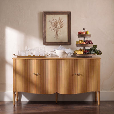 Martha Transitional 58"W 4-Door Fluted Curved Sideboard with Cable Management