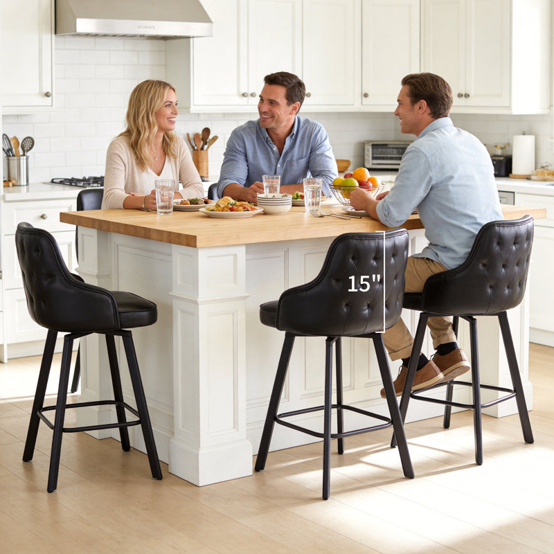 Swivel Counter & Bar Stool with High Backs, Black, Bar Stool (30" Seat Height), 4
