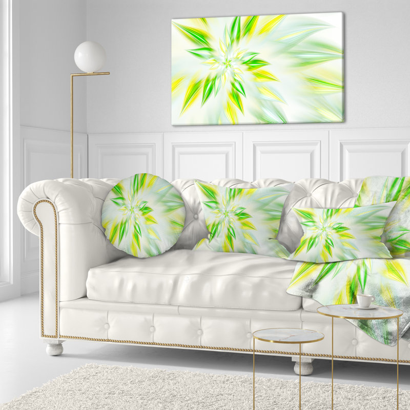 Fractale spirale fleur - coussin abstrait imprimé, Vert clair