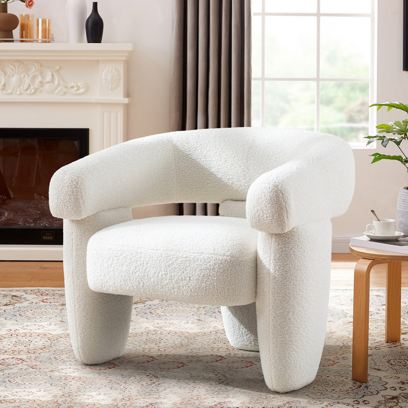 Fauteuil moderne rembourré à larges accents, Blanc