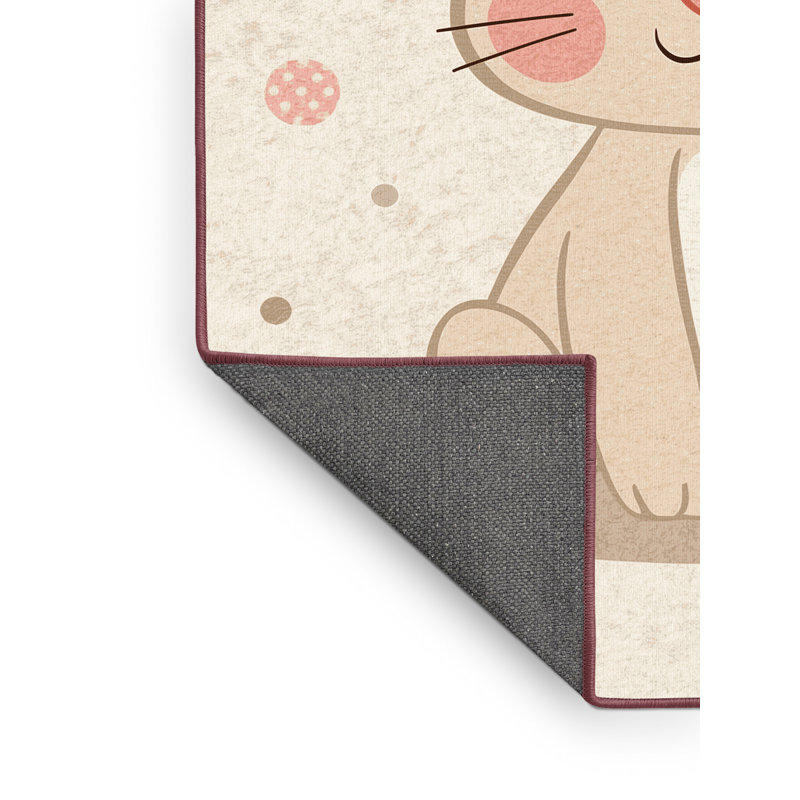 Soft Plush Esquibel Easter Modern & Contemporary Abstract Area Rug in Beige – Rose Binding, 2x4