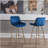 30-inch 2-piece bar stool set, chrome footrest velvet fabric bar stool, gold legs simple tall bar stool, blue-766049175-766049173