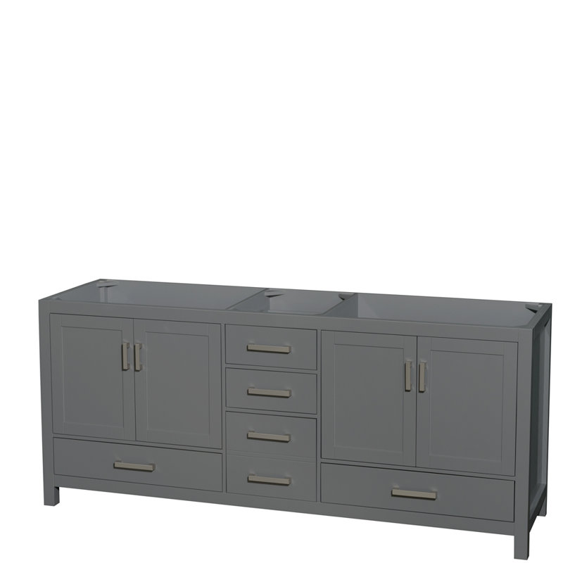 Sheffield 79" Double Bathroom Vanity Base Only, Dark Gray