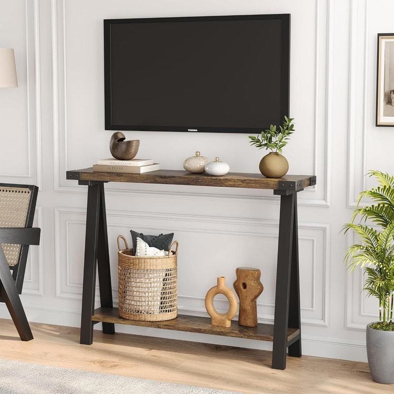 43.3cm Console Table, Rustic Brown/Black