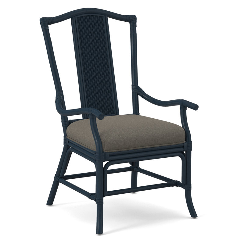 Drury Lane Slat Back Dining Arm Chair, Frost White, Gray Sugar Performance; 0863-84