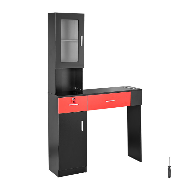 Hokku Designs Salon Station, Barber Salon, Rouge / noir