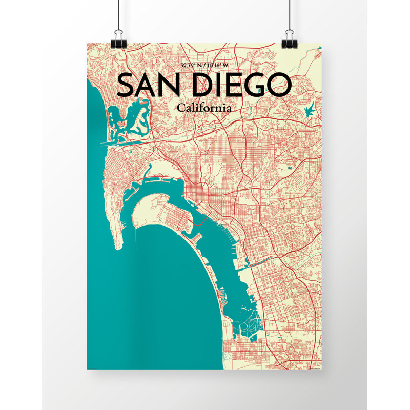 San Diego - No Frame Print, 43.2cm H x 27.9cm W x 0.1cm D