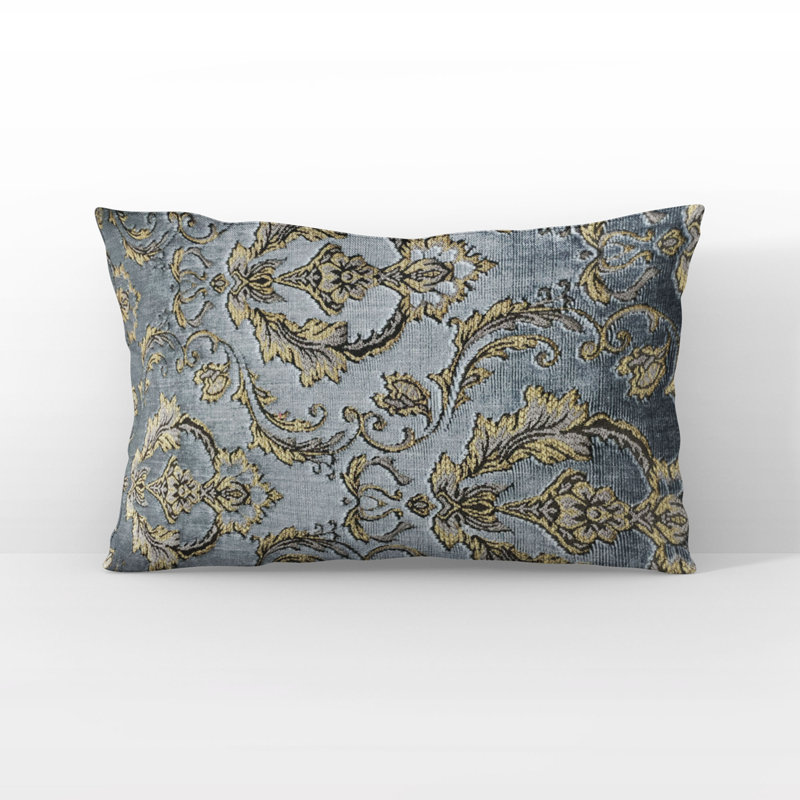 Coussin Plutus Versailles Grandeur, Carrée, Gris / damas doré, 26"H x 26"W