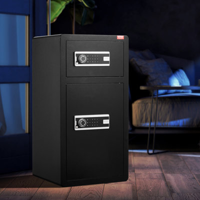 Double Door 5.5 cu.ft Safe Box with Key Lock Password Cabinet Black,organize cash