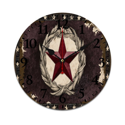 Burgundy Red Vintage Star Wreath Wall Decor, 12 X 12 In, For Study & Bar Decor