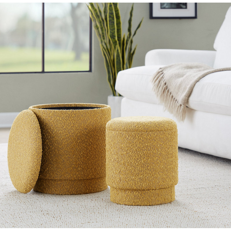 Ensemble de repose-pieds en tissu jaune, Yellow, Fabric