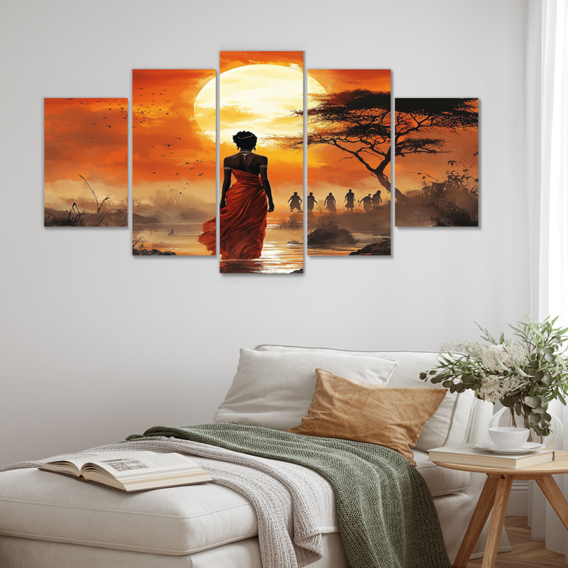 Ensemble de salon art africain orange
