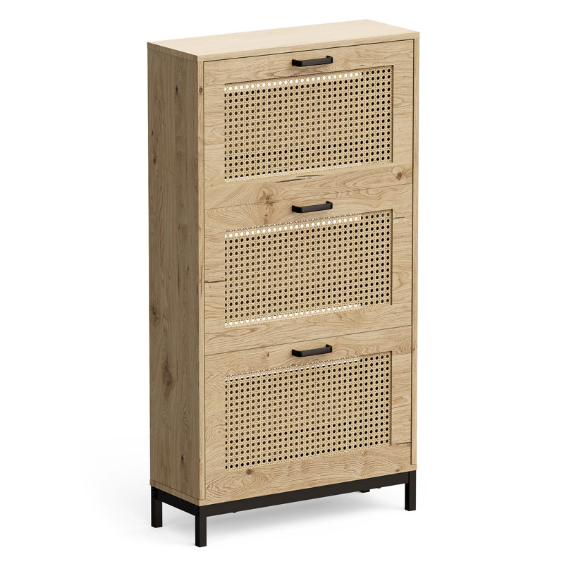 Lena Rattan Shoe Storage Cabinet