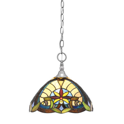 Chain Hung Mini Pendant Shown With 12" Earth Star Art Glass
