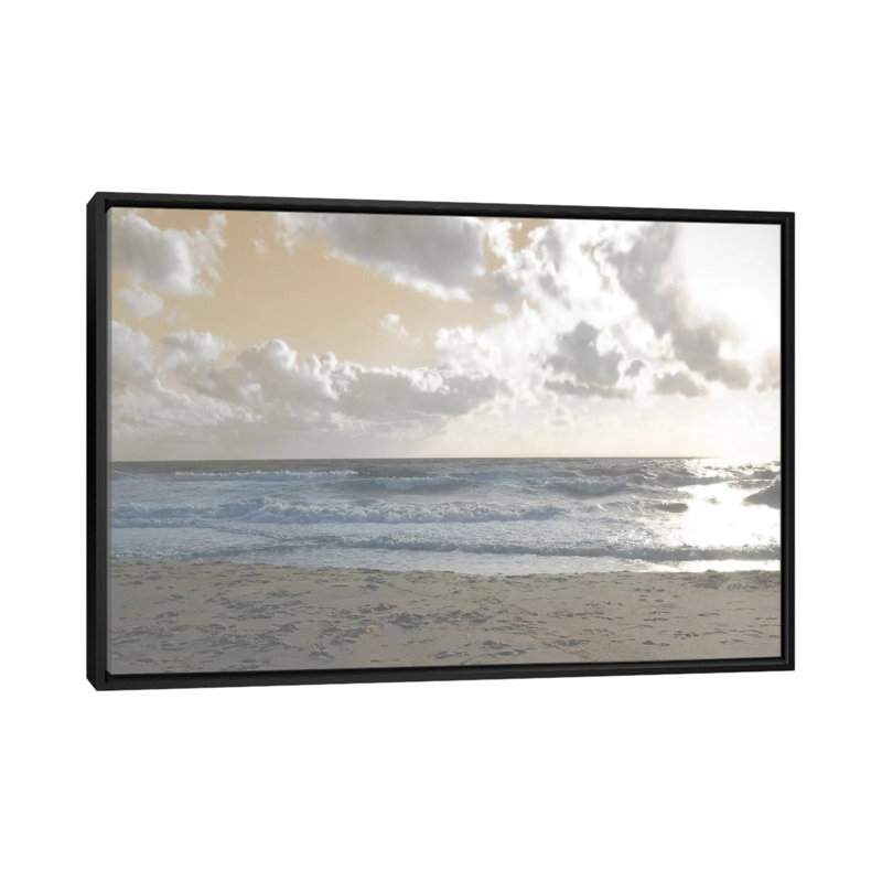 « serene sea iii », reproduction de photo sur toile, H 18 po x l 26 po x P 1,5 po, Toile avec cadre noir, Pas de tapis