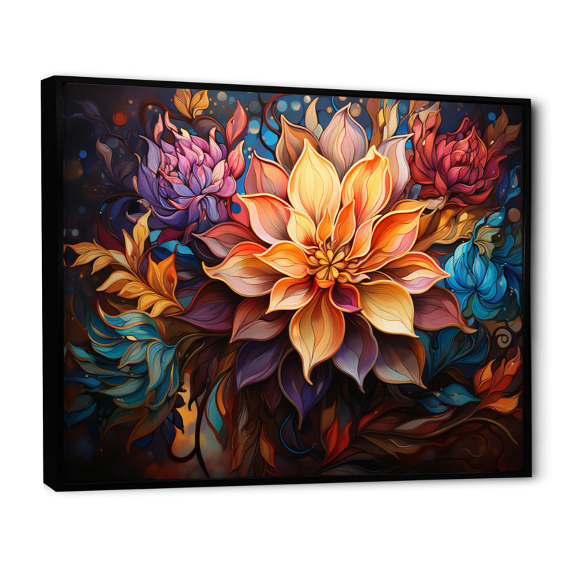 " Opt Luminous Kaleidoscope II ", Black Floater Framed, 16" H x 32" W x 1" D