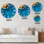 Abstract Marble Composition In Blue And Orange III - Modern Wall Clock-93602220