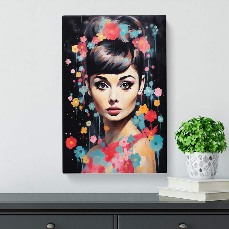 Audrey Hepburn Modern Art - Wrapped Canvas, 60cm H x 40cm W x 3cm D