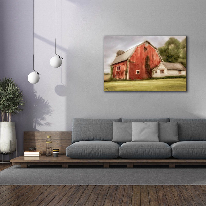 Toile épique Graffiti «Old Red Barn» par Ashley Bradley, 60 po x 40 po